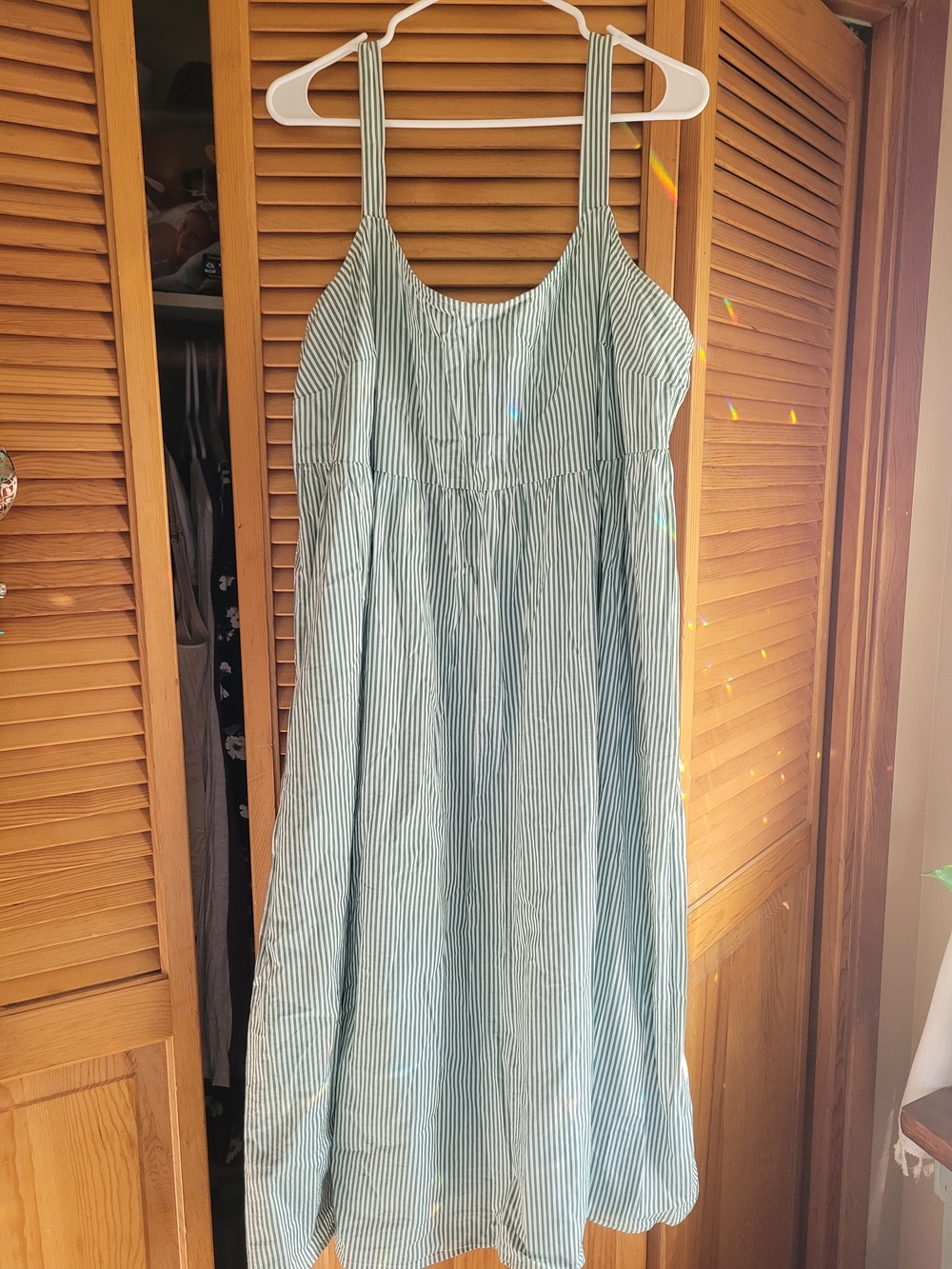 Ava & Viv Green and White Striped Midi Sundress